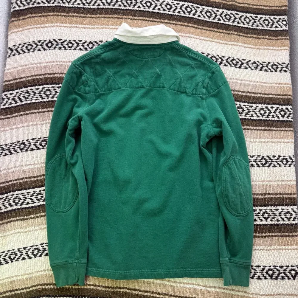 Men's Vintage 90's Polo Ralph Lauren Green Orange Pullover Rugby Shirt Sz Medium